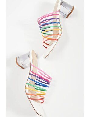 Villa Rouge Women's Sas Rainbow Square Toe Strappy Block Heel Sandals Size 9